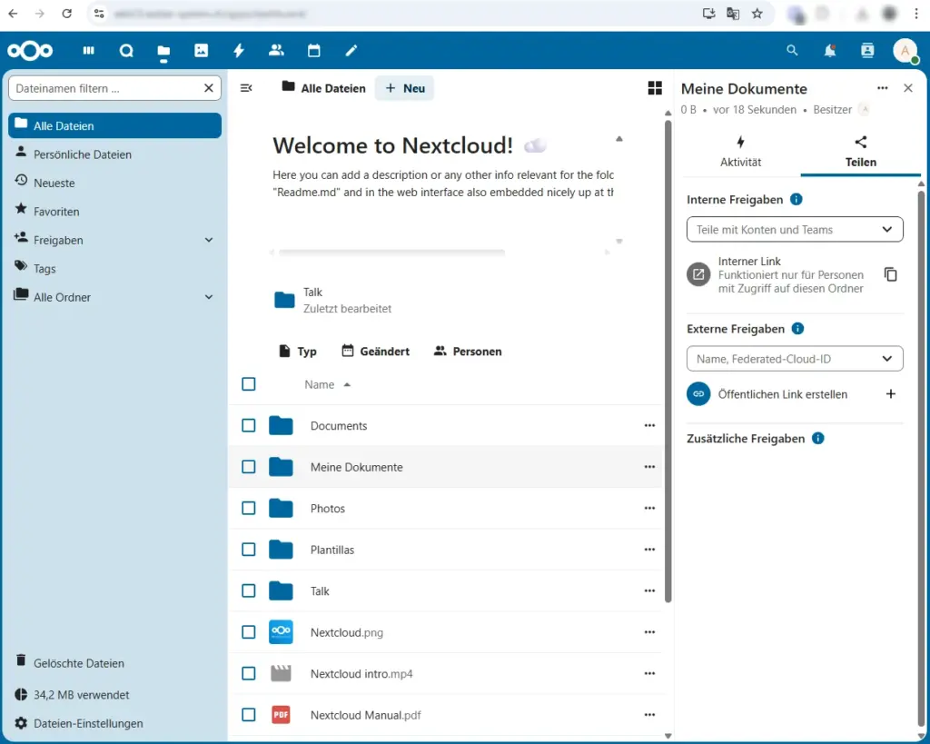 nextcloud dashboard