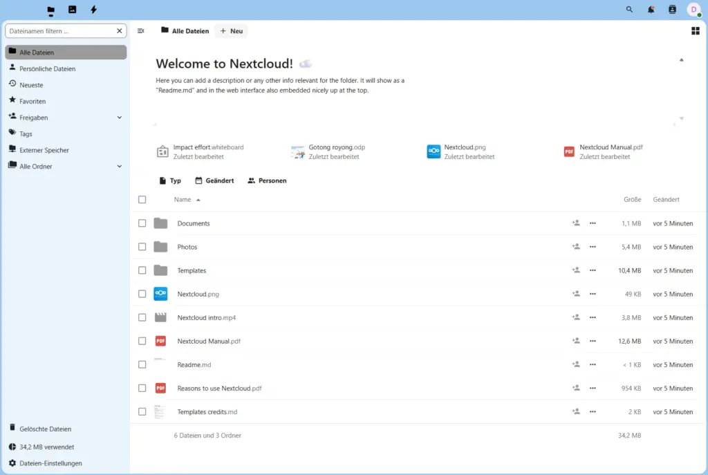 nextcloud dashboard